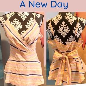 ⭐️A New Day,Softly Colored,Stripes w/Cross-Chest Design,ENORMOUS Bow,Size XL